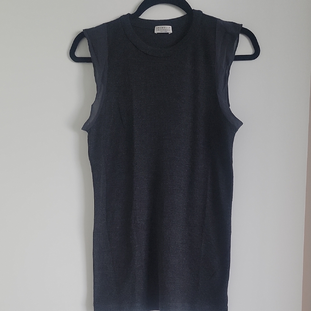 Brunello Cucinelli Dark Gray Knit Top S